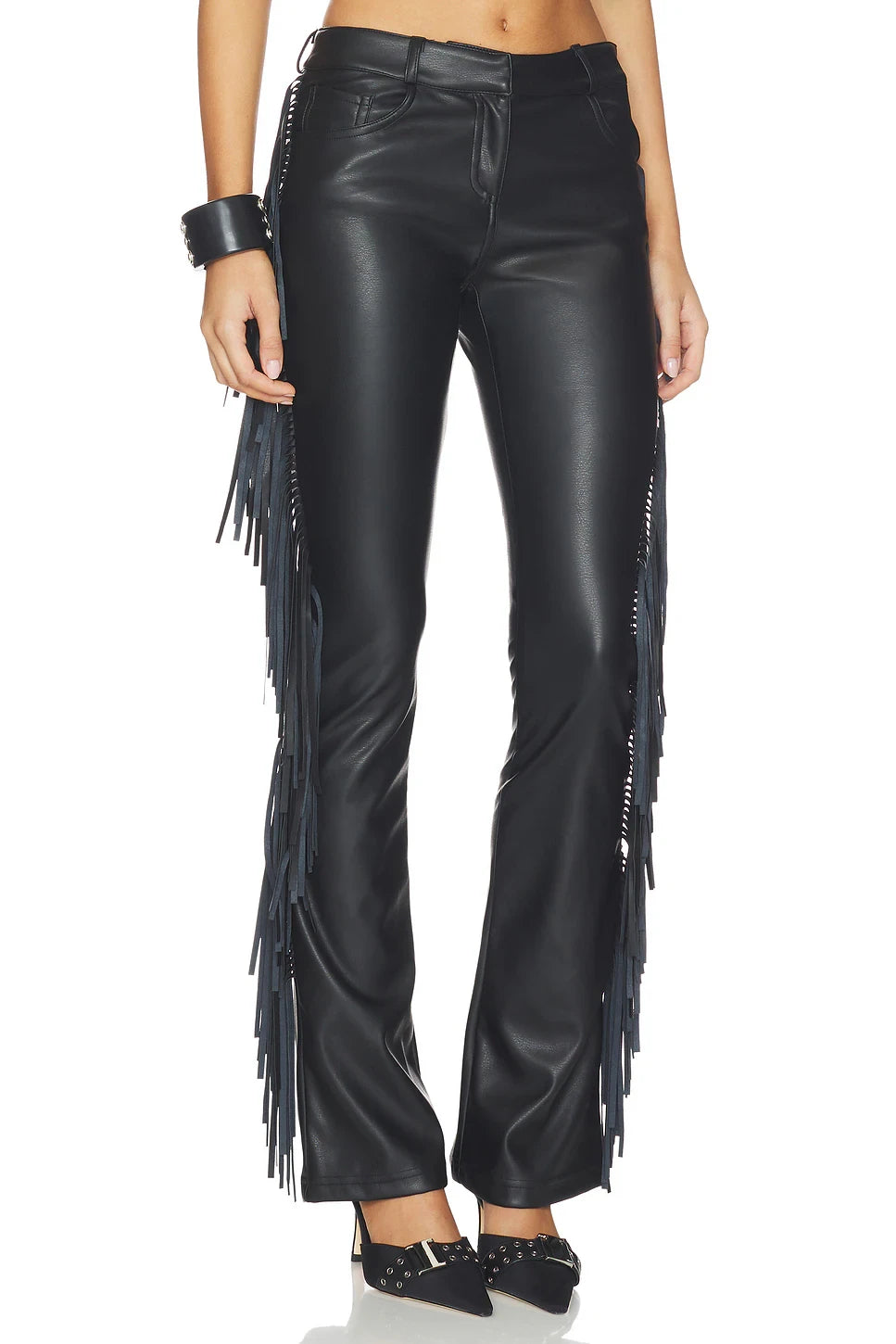 Fringe Bootcut Leather Pants 2