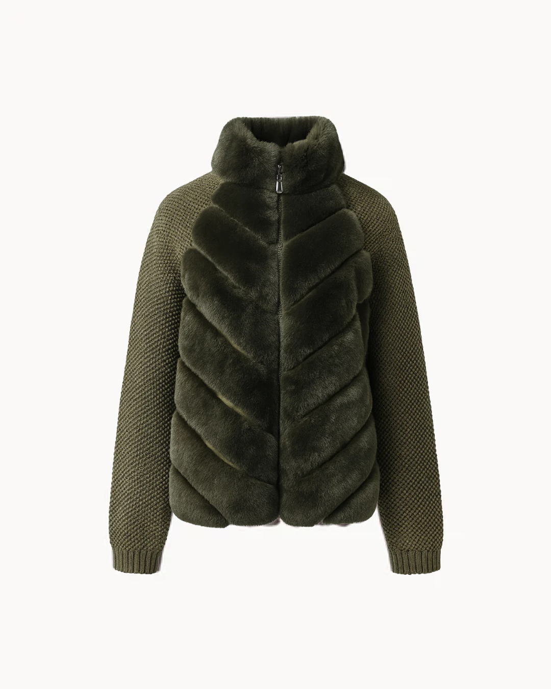 Cenya Fur Jacket - Deep Olive, LOEVA