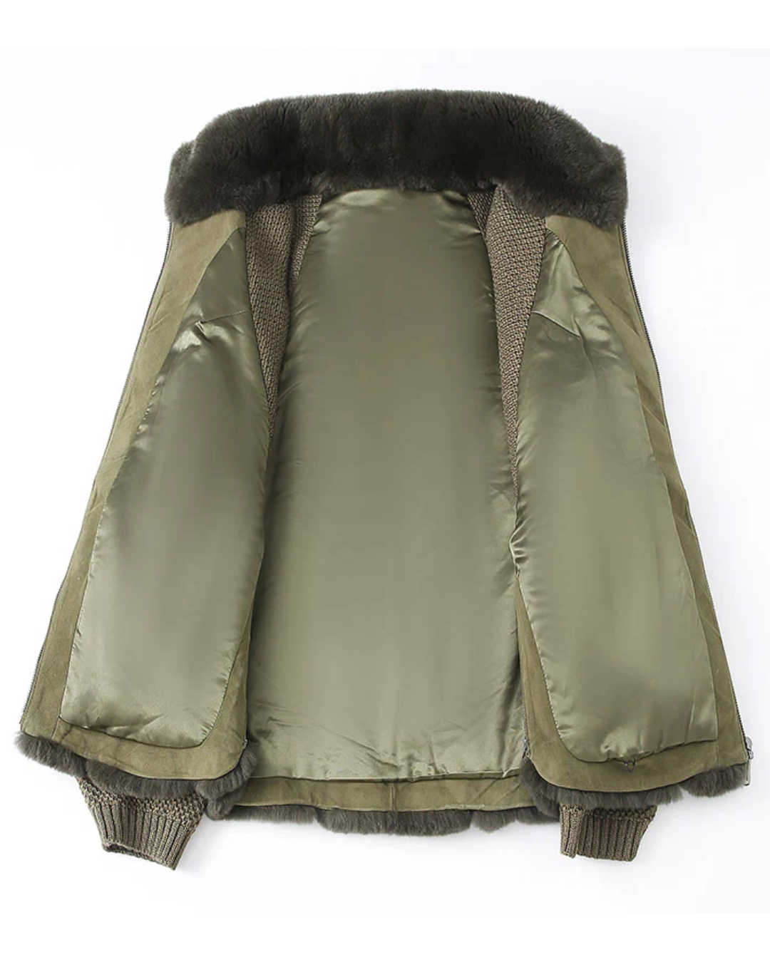 Cenya Fur Jacket - Deep Olive, LOEVA