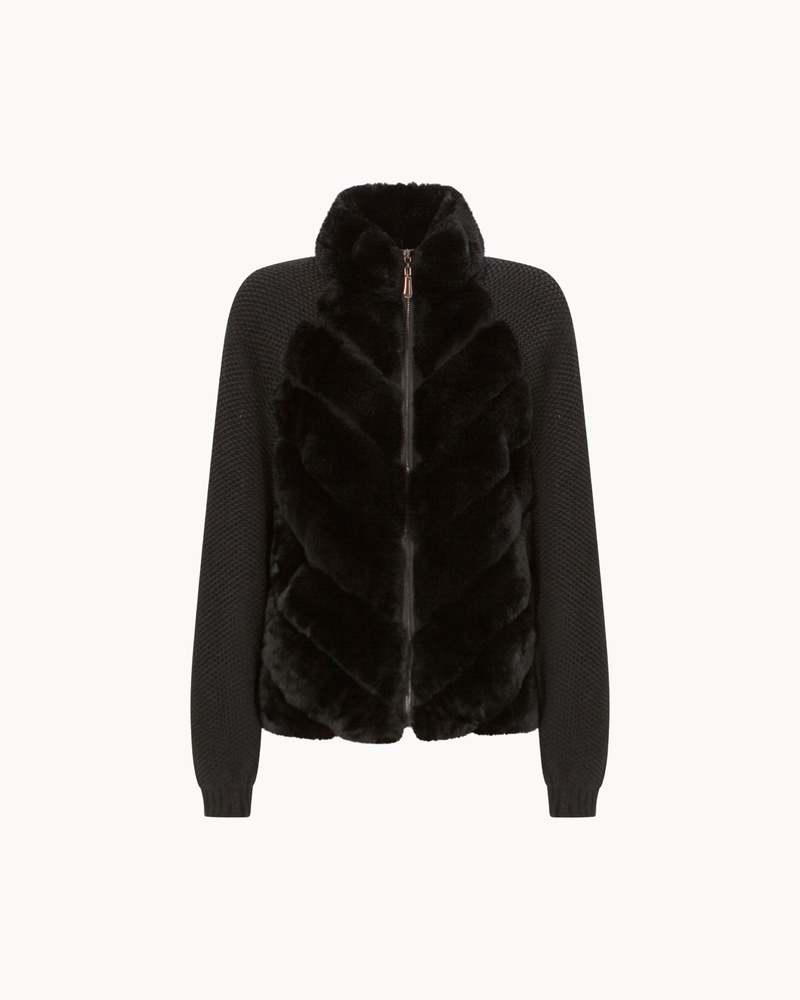 Cenya Fur Jacket - Obsidian Black, LOEVA