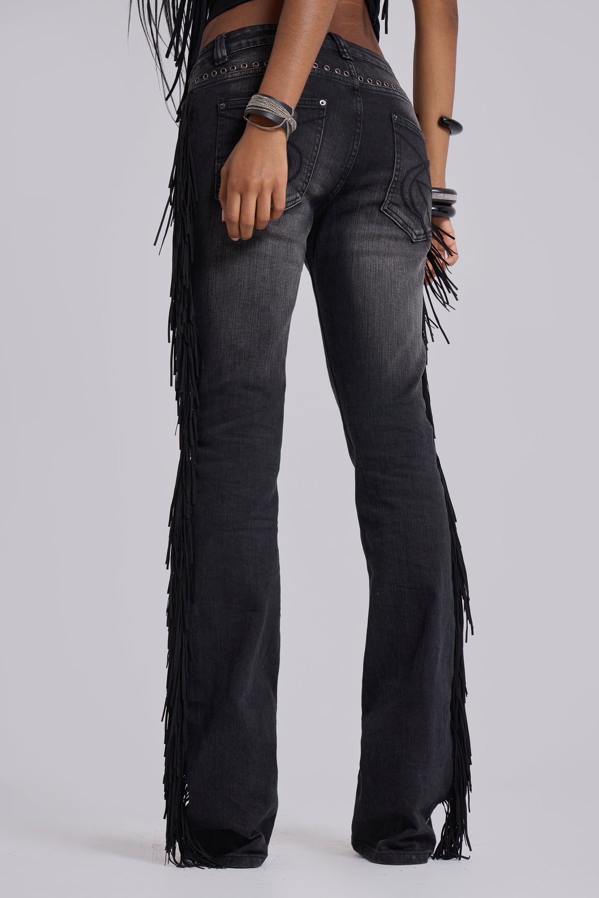 El Topo Fringe Bootcut Jeans in Black Wash 8
