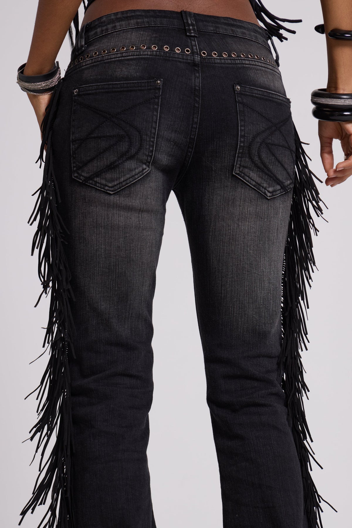 El Topo Fringe Bootcut Jeans in Black Wash 10