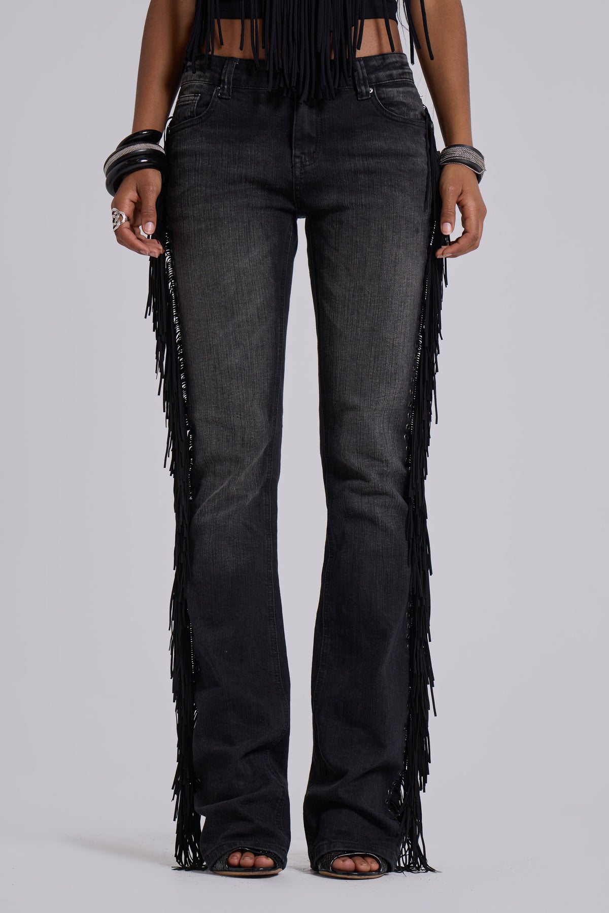 El Topo Fringe Bootcut Jeans in Black Wash 6