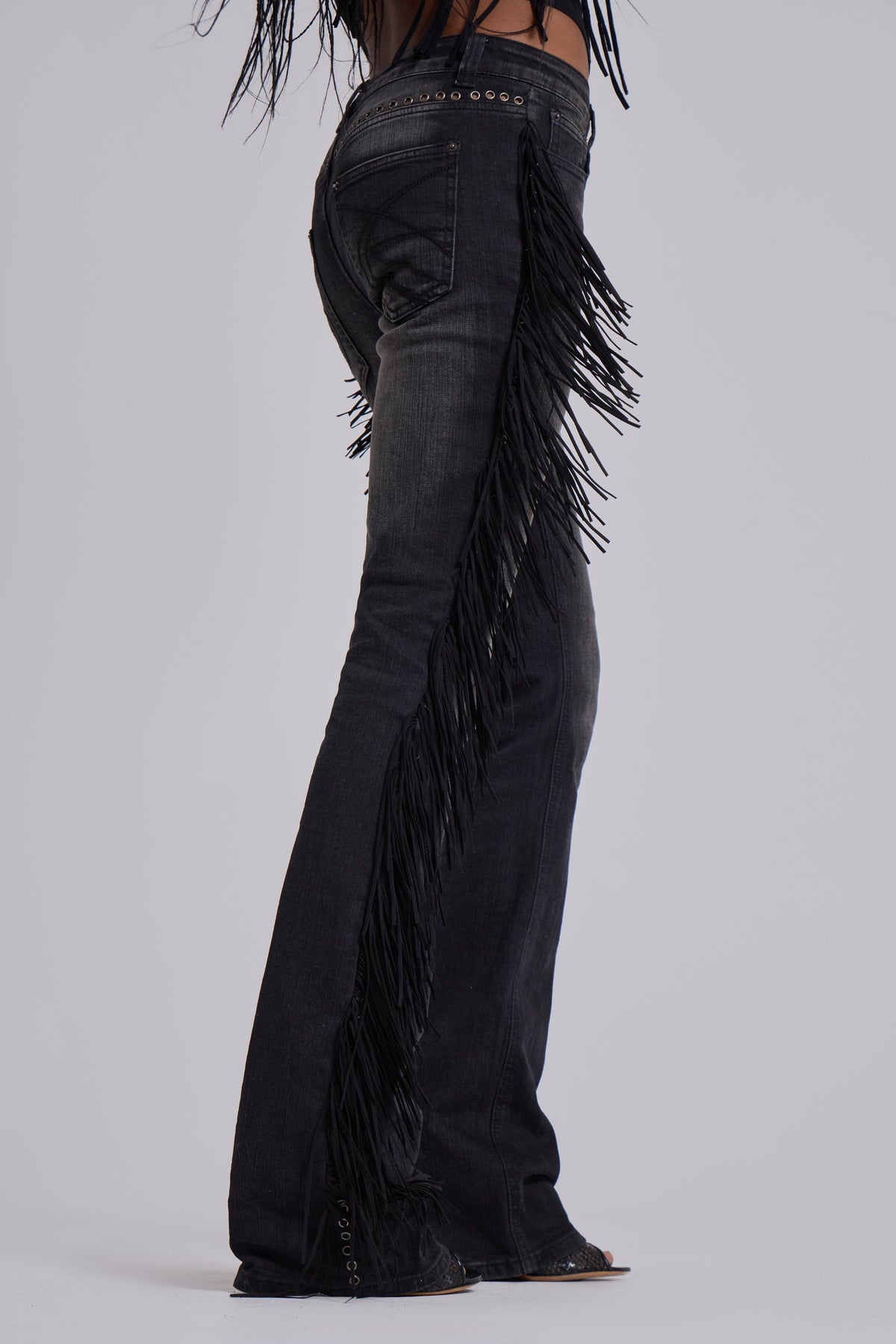 El Topo Fringe Bootcut Jeans in Black Wash 9