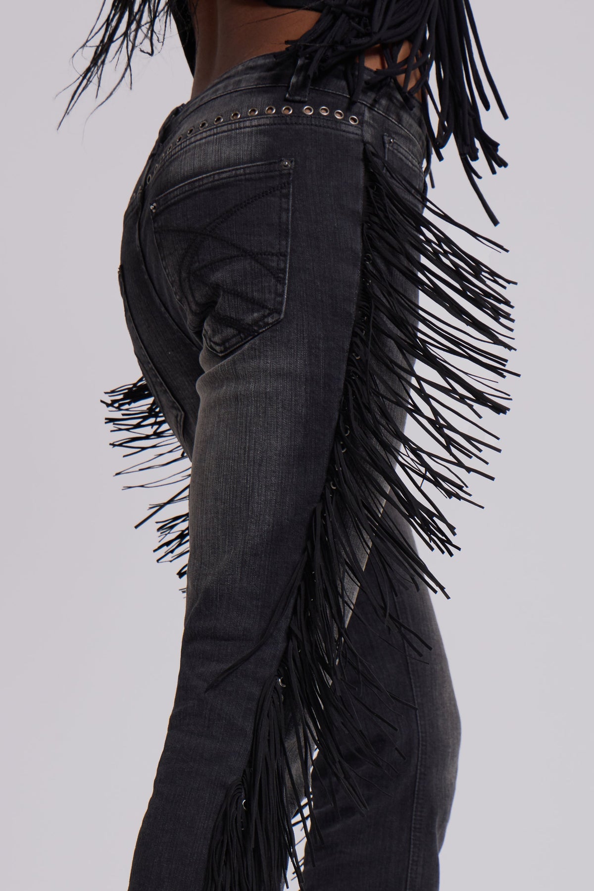 El Topo Fringe Bootcut Jeans in Black Wash 3