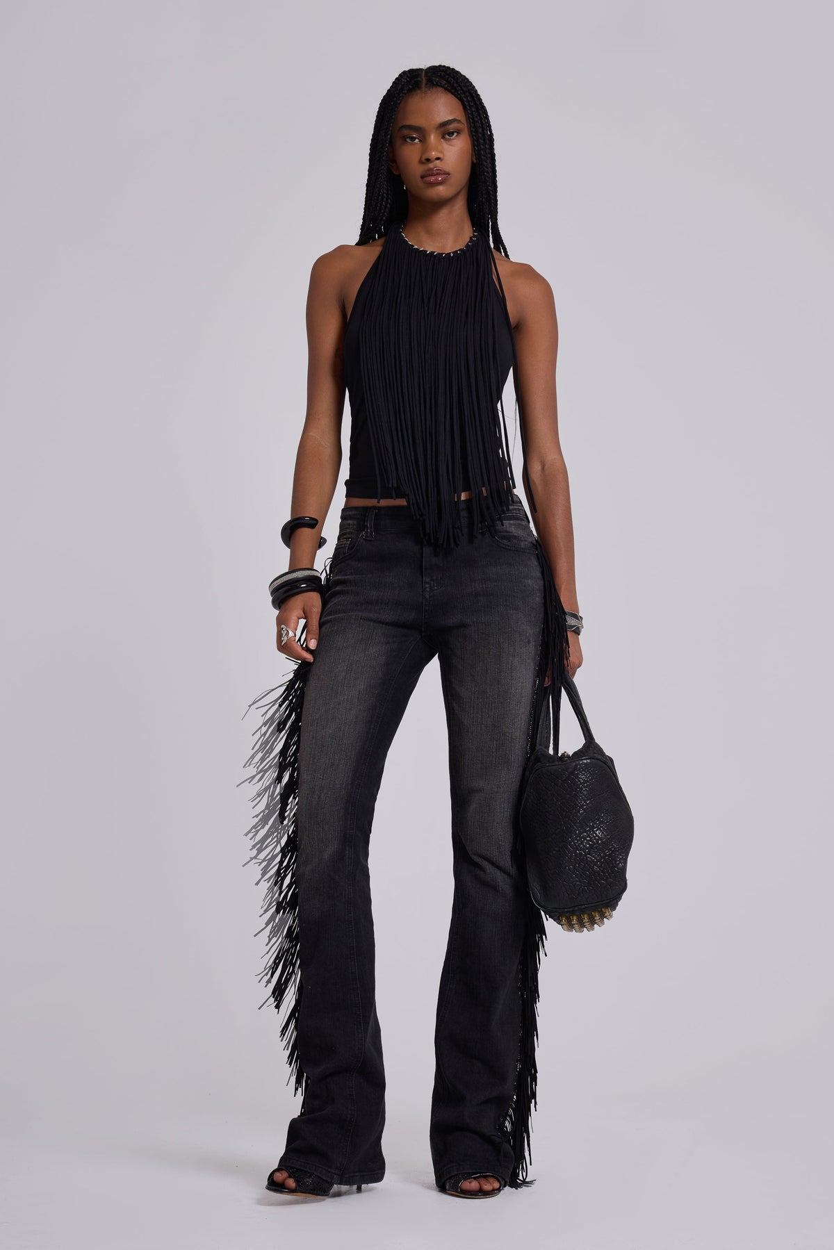 El Topo Fringe Bootcut Jeans in Black Wash 2