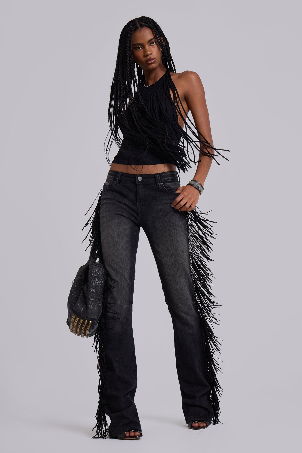 El Topo Fringe Bootcut Jeans in Black Wash 4