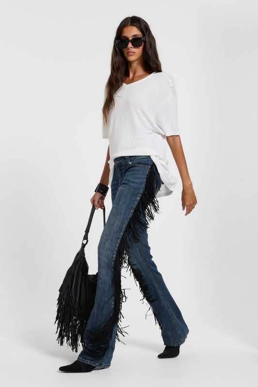 El Topo Fringe Bootcut Jeans in Blue Wash 1