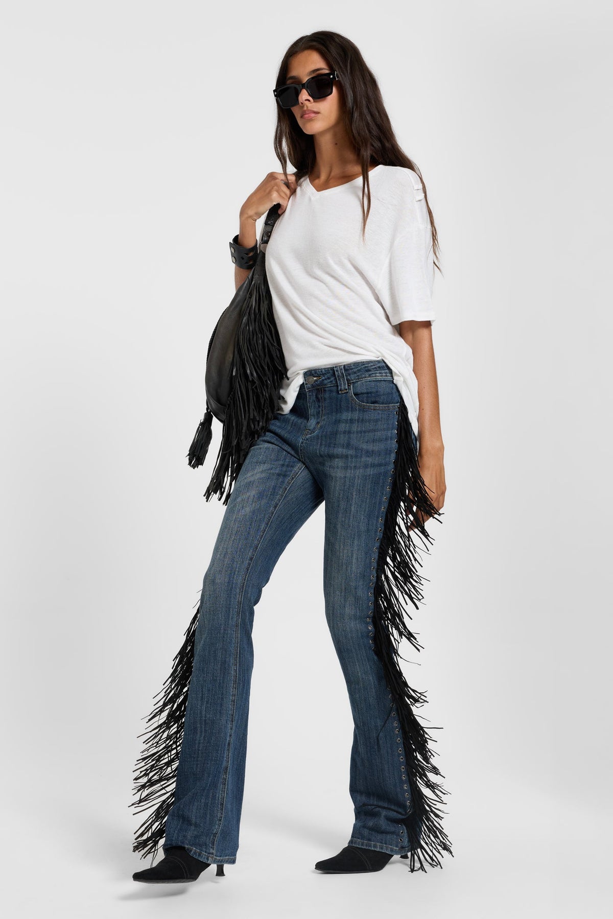 El Topo Fringe Bootcut Jeans in Blue Wash 4