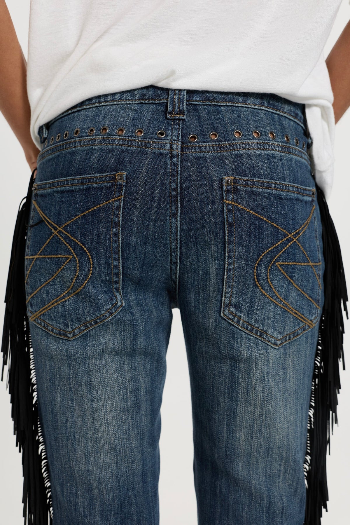 El Topo Fringe Bootcut Jeans in Blue Wash 8