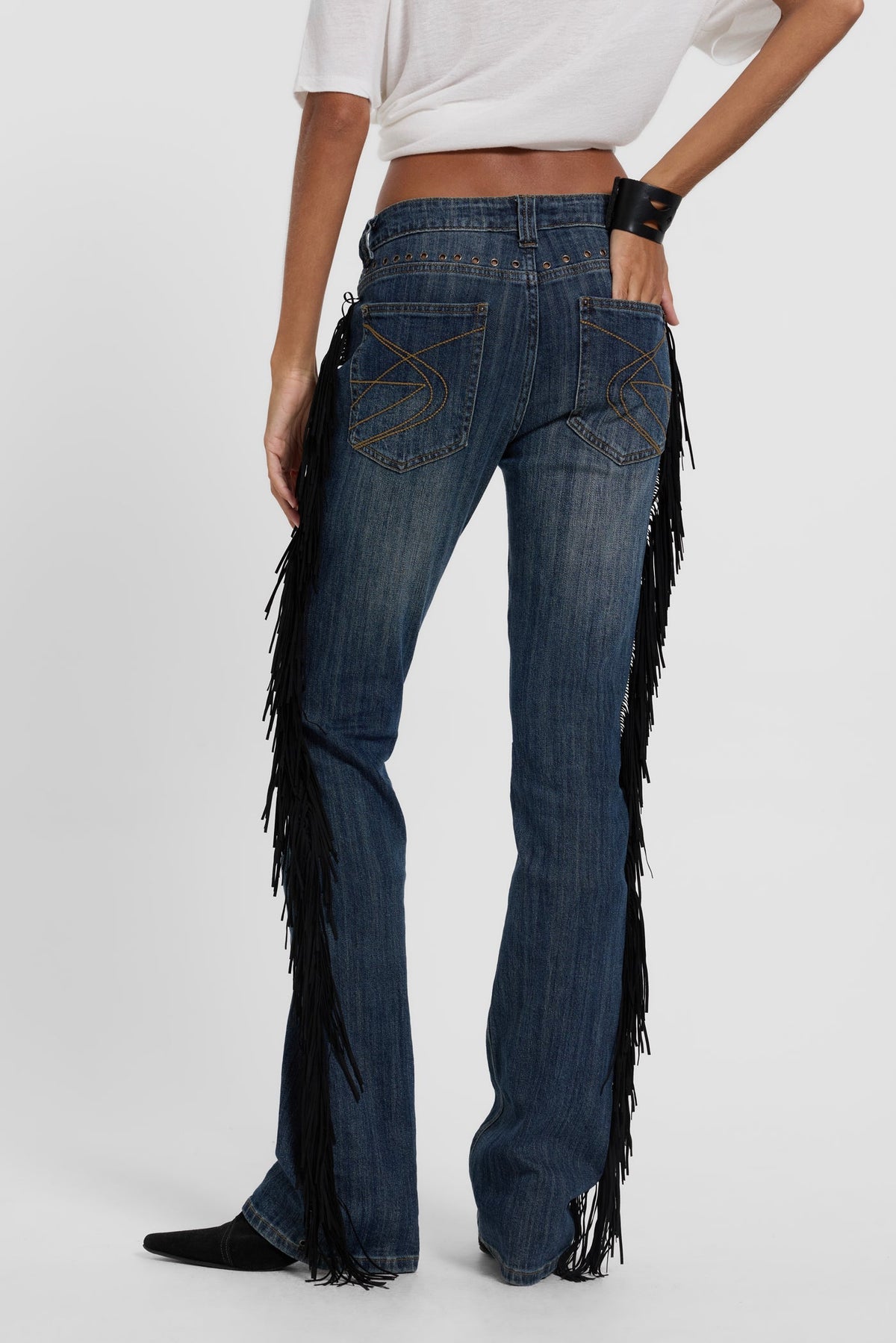 El Topo Fringe Bootcut Jeans in Blue Wash 6