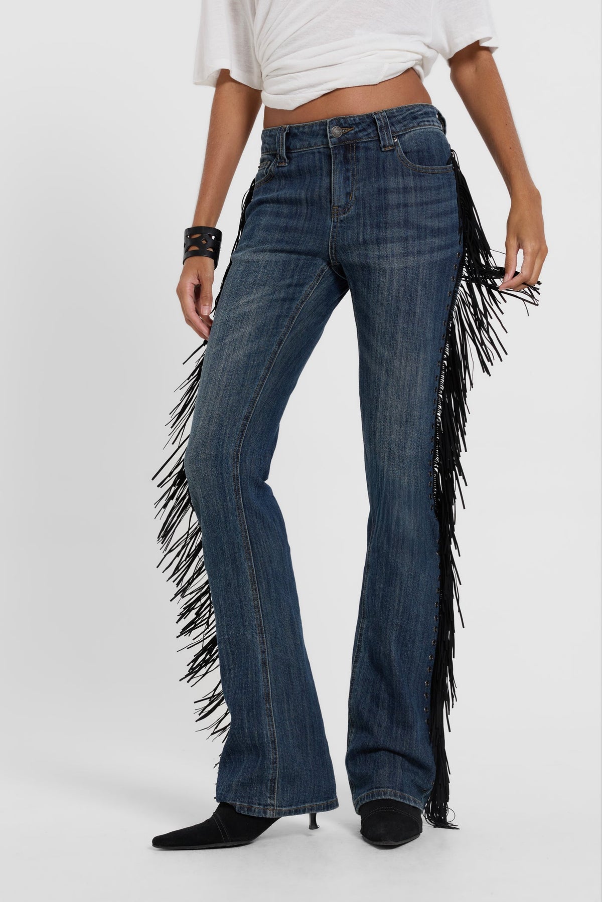 El Topo Fringe Bootcut Jeans in Blue Wash 2