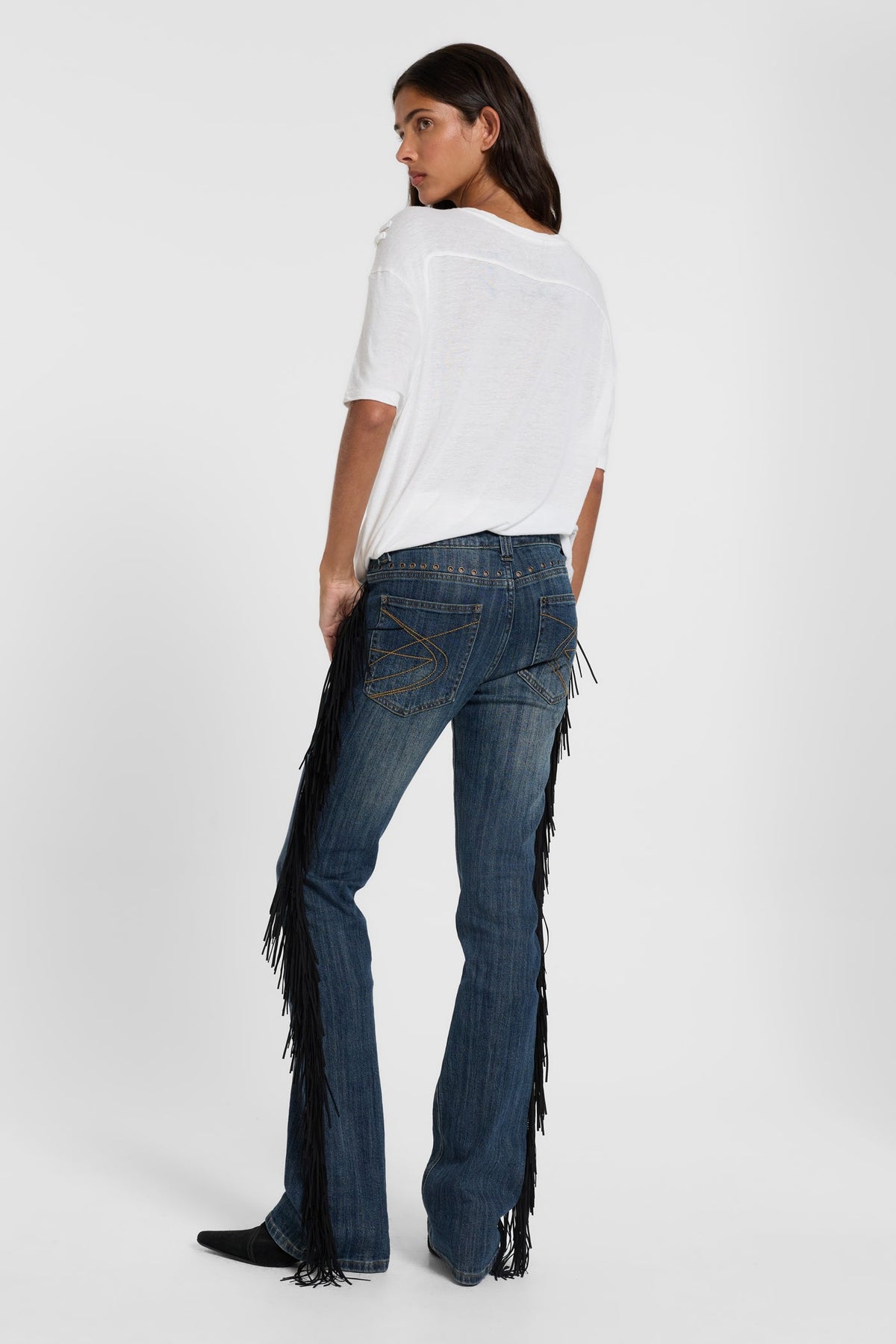 El Topo Fringe Bootcut Jeans in Blue Wash 9