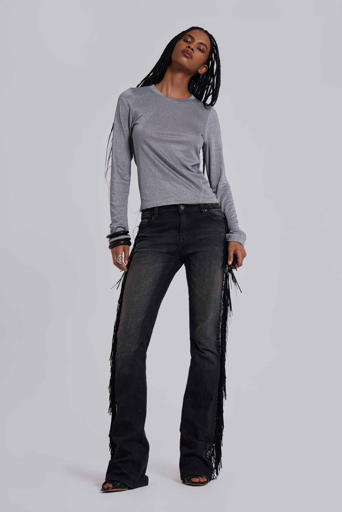 El Topo Fringe Bootcut Jeans in Black Wash 11