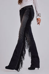 Black Fringe Bootcut Jeans