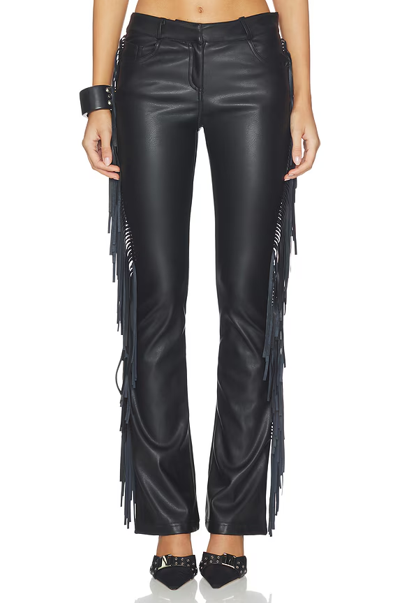 Fringe Bootcut Leather Pants 1