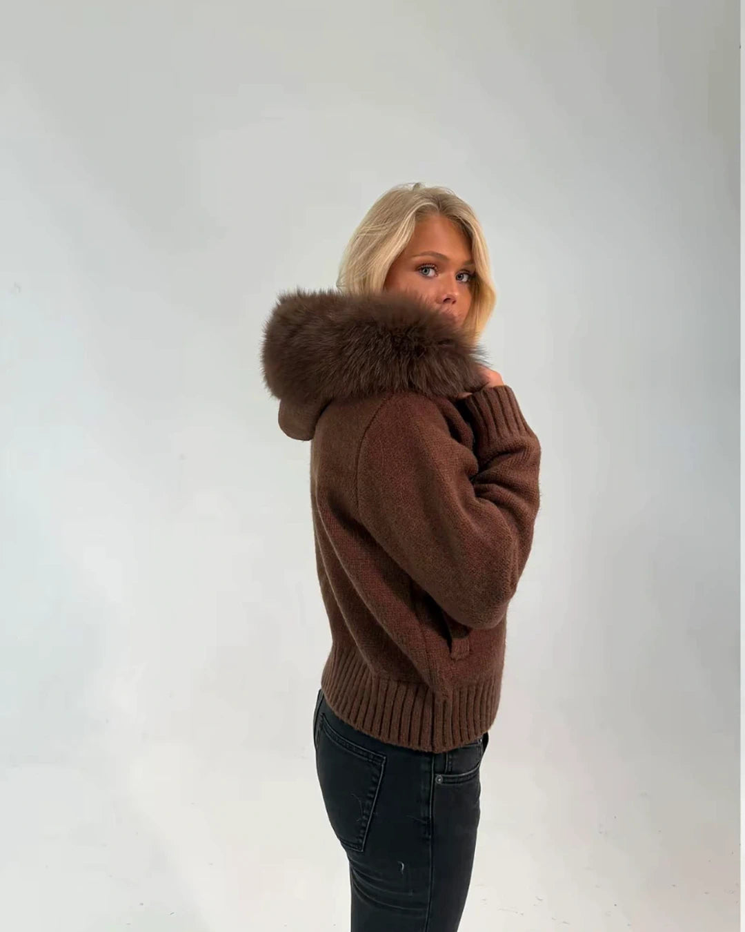 Fur Jacket - Dark Brown, coloris LOEVA
