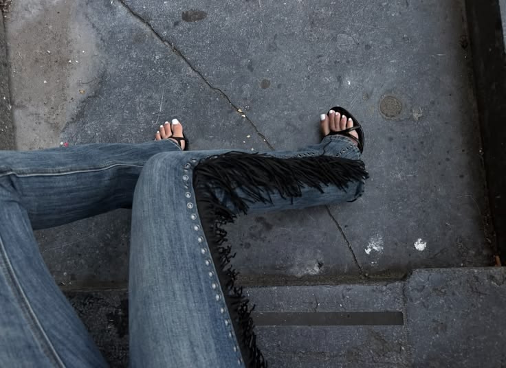 Black Fringe Bootcut Jeans